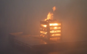 Серьезный пожар произошел на складе в Пушкинском районе