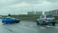 Синий спорткар разбился на Пулковском шоссе