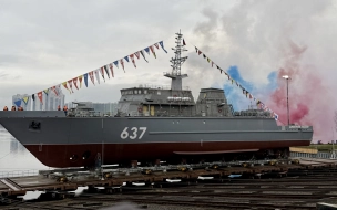На воду в Петербурге спущен морской тральщик "Дмитрий Лысов"