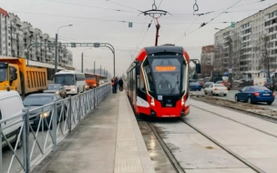 В Выборгском районе досрочно завершён ремонт трамвайных путей