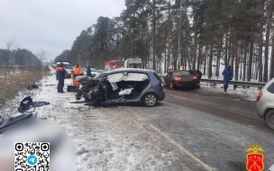 В ДТП на дороге "Санкт-Петербург – Ручьи" погиб водитель Volkswagen Golf