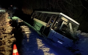 В Подпорожском районе автобус съехал в кювет