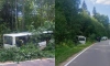 В Бокситогорском районе  междугородний автобус угодил в кювет