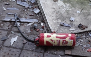 Разъяренный сотрудник разбил дверь петербургского ТЦ огнетушителем