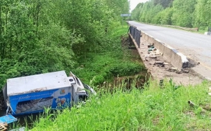 Под Тихвином грузовик с мороженым упал в реку