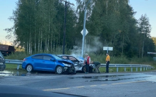 На Дороге Жизни доставали ребенка из заднего окна автомобиля, попавшего в серьезную аварию 