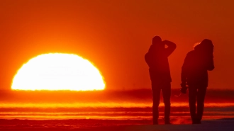 "Марс?". Фотограф поймал закатное солнце в Парке 300-летия Петербурга