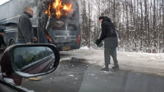 У Селиваново загорелся рейсовый автобус