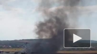 В аэропорту Геленджика упал и загорелся вертолет, погибли два человека