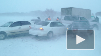 Новосибирск: массовое ДТП собрало в кучу 6 автомобилей(фото)