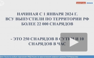 ВСУ выпустили 22 тысячи снарядов по мирным объектам в России с начала года