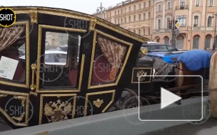 Видео: карета и автомобиль столкнулись на Благовещенском мосту