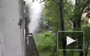 На Костюшко забил фонтан с горячей водой высотой в 4 этажа
