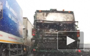 В Московской области шоссе засыпало мандаринами из опрокинувшегося грузовика