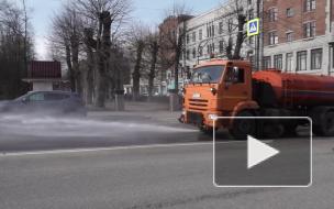 Дороги Выборга очищают от грязи и пыли