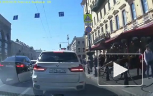 На Невском проспекте хрупкую девушку накрыл дорожный знак 