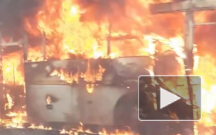 В Подмосковье под Подольском дотла сгорел пассажирский автобус