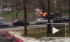 Появилось видео с горящим эвакуатором на Васильевском острове