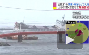 Российский сухогруз выбросило на берег из-за тайфуна "Лан" в Японии