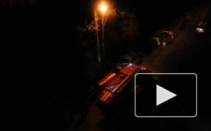Появилось видео ночного пожара на проспекте Науки