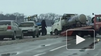 Появилось видео страшного массового ДТП в Курганинском районе