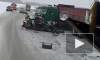 Жуткое видео из Красноярска: В ДТП с КАМАЗом у д.Балай расплющило иномарку
