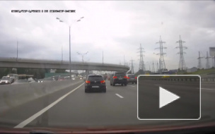 Падение мотоциклиста на МКАД.