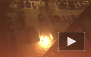 Видео: ночью в районе станции метро "Проспект Просвещения" сгорел автомобиль
