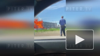 Видео: рядом с АЗС на Таллинском шоссе горели покрышки и поддоны