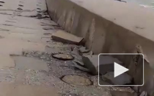 Появилось видео обвала Олимпийской набережной в Сочи