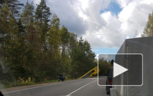 Автобус с пассажирами улетел в кювет на трассе в Ленобласти