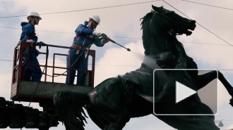 Чиновники обмыли коня в центре Петербурга