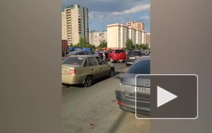 На Богатырском проспекте водитель сбил пешехода, после влетел в припаркованные автомобили