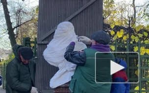 Скульптуры в Летнем саду укрывают на зиму от холодов в специальные футляры 