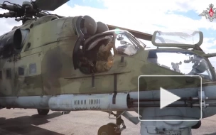 Минобороны показало кадры боевой работы вертолетов Ка-52 и Ми-24