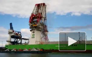 Момент обрушения крупнейшего портового крана попал на видео 