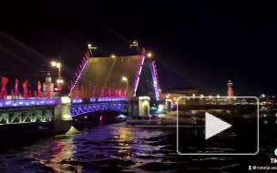 Ночью на Дворцовой набережной собралась толпа жителей Петербурга и туристов