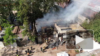 Пожар на Черняховского сняли с воздуха