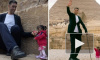 Видео из Египта: У пирамид встретились самый высокий мужчина и самая маленькая женщина планеты