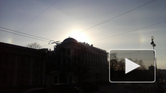 Жители Петербурга наблюдают редкое явление — солнечное гало