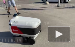 Появилось видео робота-доставщика еды в Мурино 