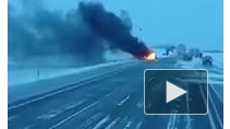 Очевидец снял ужасное ДТП на трассе Омск-Павлодар