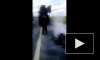 Появилось видео с места на КАД, где загорелся мотоцикл