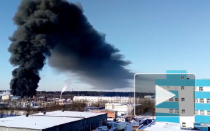 Появилось видео мощного пожара на заводе "Электронстандарт-прибор" в Гатчине