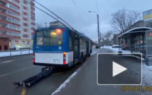 В Петербурге блогера троллейбус протащил по земле целую остановку