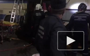 В сети опубликовано видео с места смертельной аварии двух пассажирских автобусов под Воронежем