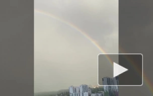 В Мурино жители увидели полную радугу после дождя