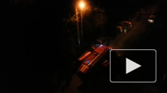 Появилось видео ночного пожара на проспекте Науки