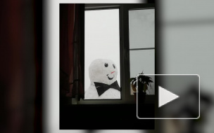 В подмосковном Воскресенске местный житель слепил гигантского снеговика 