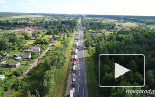 Видео: пробка под Новгородом длится 10 км